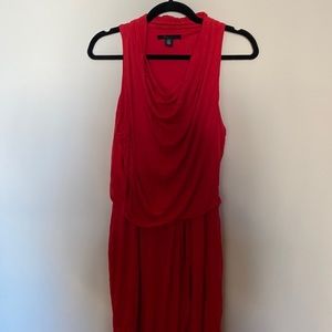 Kenneth Cole Coral red cowl neck faux wrap sleeveless dress